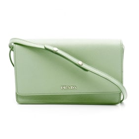Prada SAFFIANO LUX Shoulder Bag, Saffiano Leather, Women's, Green, 1BH009