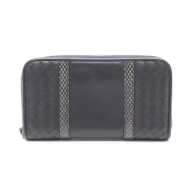 Bottega Veneta Intrecciato Round Long Wallet in Exotic Leather, Men's, Black