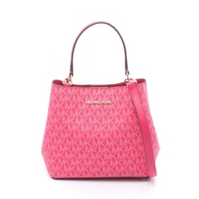 Michael Kors PRATT Bucket Crossbody Small Handbag in PVC-Coated Canvas, Pink, 35S4G3FM5V