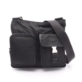 Prada shoulder bag in nylon and Saffiano leather, black for women