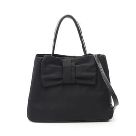 Prada handbag, nylon and leather, women's, black