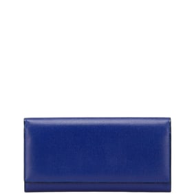 Valextra Men's Blue Leather Long Wallet