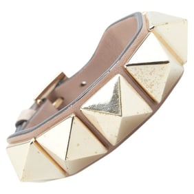 Valentino Rockstud Bracelet in Pink Beige and Gold Leather for Women.