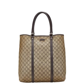 Gucci GG Supreme Tote Bag Shoulder 223668 Beige Brown Leather Women's GUCCI