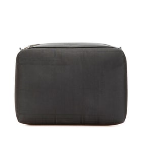 Salvatore Ferragamo logo pouch in black nylon and leather for women.