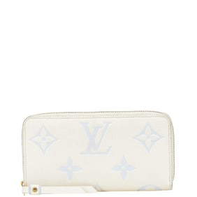 Louis Vuitton Monogram Empreinte Zippy Wallet, Round Zipper Long Wallet M83308, White and Blue