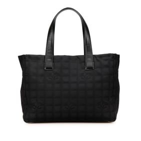 Chanel New Travel Line MM Coco Mark Tote Bag Shoulder Black Nylon Leather Women's CHANEL