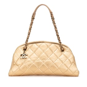 CHANEL Matelasse Coco Mark Chain Tote Bag, Gold Leather, Women's