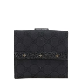 Gucci GG Canvas Studded Bifold Wallet 120922 Black Leather Women's GUCCI