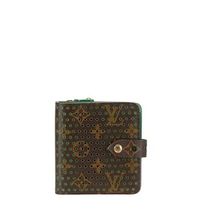 Louis Vuitton Monogram Perforated Bifold Wallet M95218 Vert Brown and Green Leather Women's LOUIS