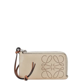 LOEWE Anagram Wallet/Coin Case Beige Leather Women's