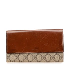 Gucci GG Supreme Long Wallet 410100 Beige Brown Leather Women's GUCCI