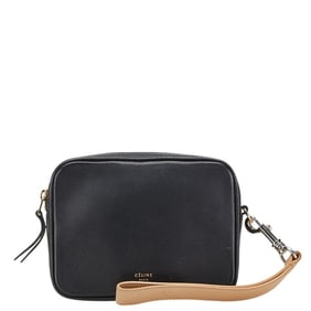 Celine Square Pouch in Black and Beige Leather for Women