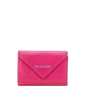 Balenciaga Tri-fold Compact Wallet 391446 Pink Leather Women's BALENCIAGA