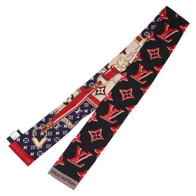 Louis Vuitton Bandeau Perfect Match Scarf Muffler M76898 Black and Red Silk Women's LOUIS VUITTON