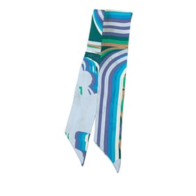 Hermès Twilly Brides de Gala Shadow Scarf, Green, Blue, Multicolor, Silk, Women's, HERMES