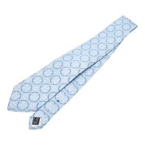 Gucci GG Chain Tie, Light Blue and White Silk, Men's