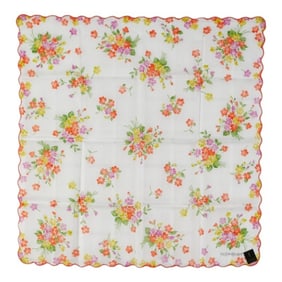 Yves Saint Laurent Saint Laurent floral scarf/muffler/handkerchief in white and multicolored cotton
