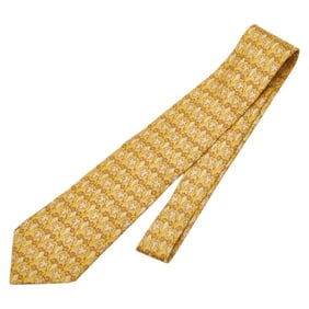 Hermes Grape Tie, Yellow, Brown, Multicolor, Silk, Men's