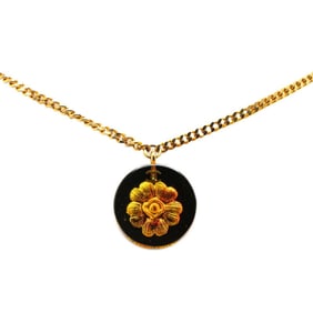 CHANEL Camellia Round Necklace, Gold-Plated Plastic, Women's
