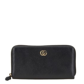 Gucci GG Marmont Zip-Around Long Wallet 456117 Black Leather Women's GUCCI