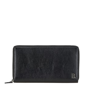 Balenciaga B logo long wallet in black leather for women.