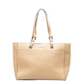 Michael Kors Jet Set Travel logo shoulder bag tote in beige leather for women.