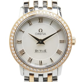 OMEGA De Ville Prestige Diamond Bezel Watch 413.25.27.60.05.001 Quartz White Dial Stainless Steel