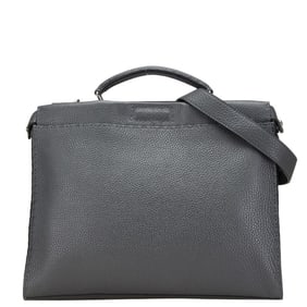 Fendi Selleria Peekaboo Business Bag/Shoulder Bag, 2-Way, 7VA406, Gray Leather, Men's