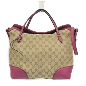 Gucci GG Canvas Bree 353120 Women's Leather,GG Canvas Handbag,Shoulder Bag Pink Gold,Beige
