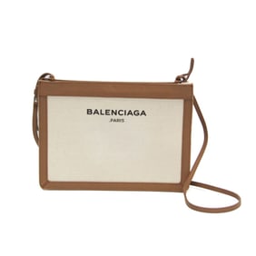 Balenciaga Navy Pochette 339937 Men,Women Canvas,Leather Shoulder Bag Beige,Off-white