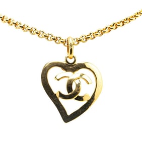 Vintage Chanel Coco Mark Heart Motif Necklace, Gold Plated, Women's, CHANEL