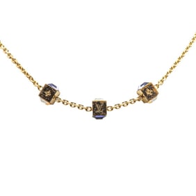 Louis Vuitton Collier Gamble LV Motif Necklace M65096 Gold and Purple Plated for Women