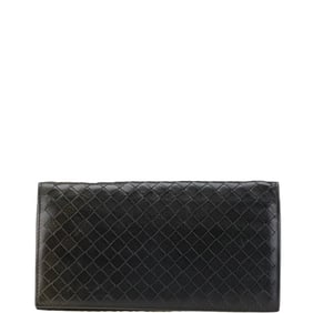 Bottega Veneta Intrecciato Bi-fold Wallet, Long Black/Grey Leather, Women's