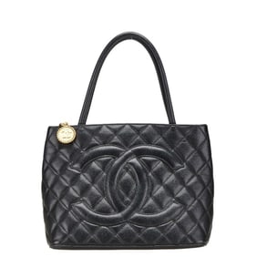 Chanel Reissue Coco Mark Tote Bag in Black Caviar Leather for Women