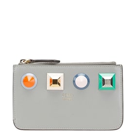 Fendi Multi-Stud Wallet/Coin Case/Key Case 8AP151 Gray Leather Women's FENDI