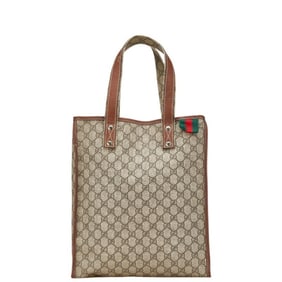 Gucci GG Supreme Sherry Tote Bag 211135 Beige Brown Leather Women's GUCCI