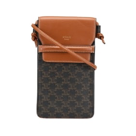 Celine Triomphe Pouch Shoulder Bag in Black and Brown Leather for Women