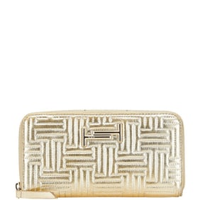 Tod's Long Wallet with Round Zipper, Gold Leather, Women's, TOD'S