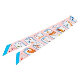 Hermes Twilly HERMES STORY Scarf, Pink Multicolor Silk, Women's,
