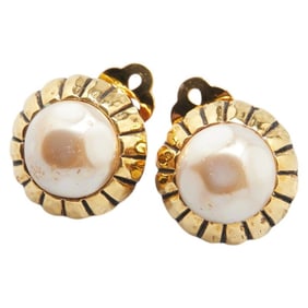 Chanel earrings, gold plated, with faux pearls, for women.