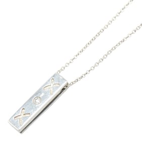 Tiffany & Co. Kiss Bar single diamond necklace in 925 silver for women. TIFFANY
