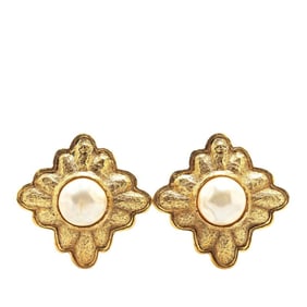 CHANEL Vintage Pearl Earrings, Gold Plated, Women's