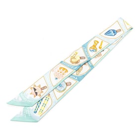 Hermes Hermès Twilly FUNNY ICE CREAM Scarf, Blue Multicolor Silk, Women's