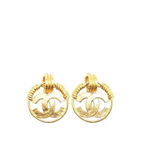 Vintage Chanel Coco Mark Swing Earrings, Gold Plated, Women's, CHANEL