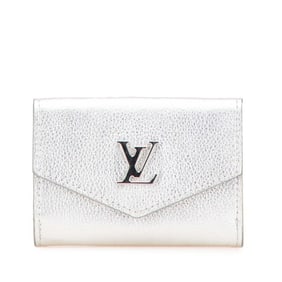 Louis Vuitton Portefeuille Lock Mini Tri-fold Wallet, Compact Wallet M69815, Silver Leather,