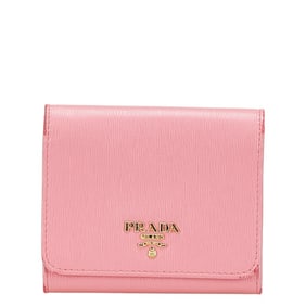 Prada Tri-fold Wallet Pink Leather Women's PRADA