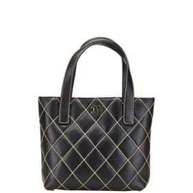 CHANEL Wild Stitch Coco Mark Tote Bag in Black Lambskin for Women