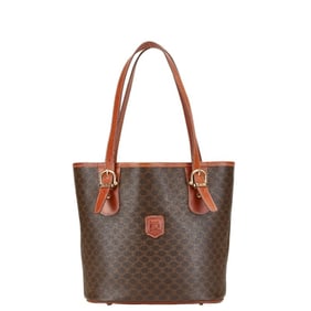 Celine Macadam Tote Bag, Brown Leather, Women's, CELINE