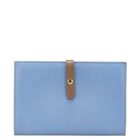 Celine Large Multi-Function Long Wallet in Blue and Greige Leather for Women